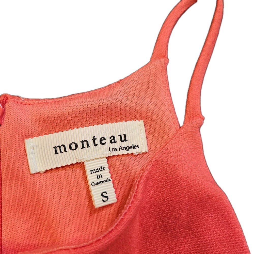 Monteau Womens Coral Halter Neck Mini Dress Size S Sleeveless Knit 58181